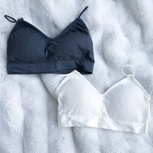 Elegant Ribbed Bralette Duo - Black and White